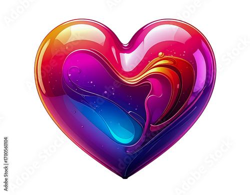 An abstract, shiny rainbow heart vector design for a romantic Valentine's Day celebration