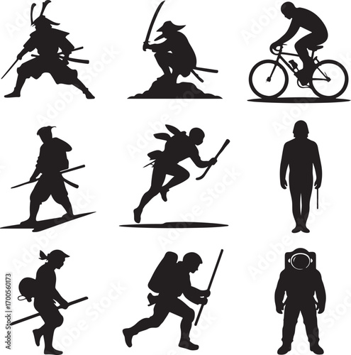 Collection of Human Silhouettes – Sports, Dance, Village Life and Daily Activities Vector Set

Silhouette Vector Bundle of People in Action – Farming, Fitness, Cycling, Yoga, Music and Lifestyle Poses