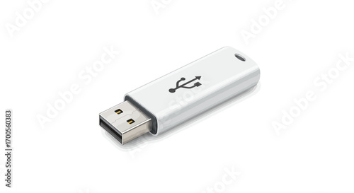 Modern usb flash drive in realistic style on white background