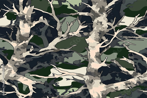 half drop repeat pattern of real tree hunting camouflage