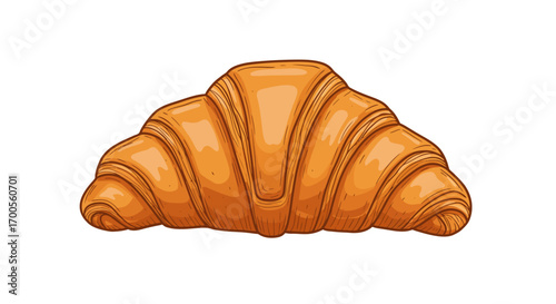 Detailed croissant drawing: hand drawn pastry art with realistic style for bakeries