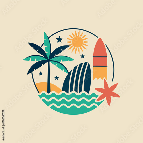 Tropical Vibes: Summer Beach Illustration