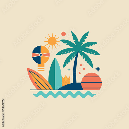 Tropical Vibes: Summer Beach Illustration