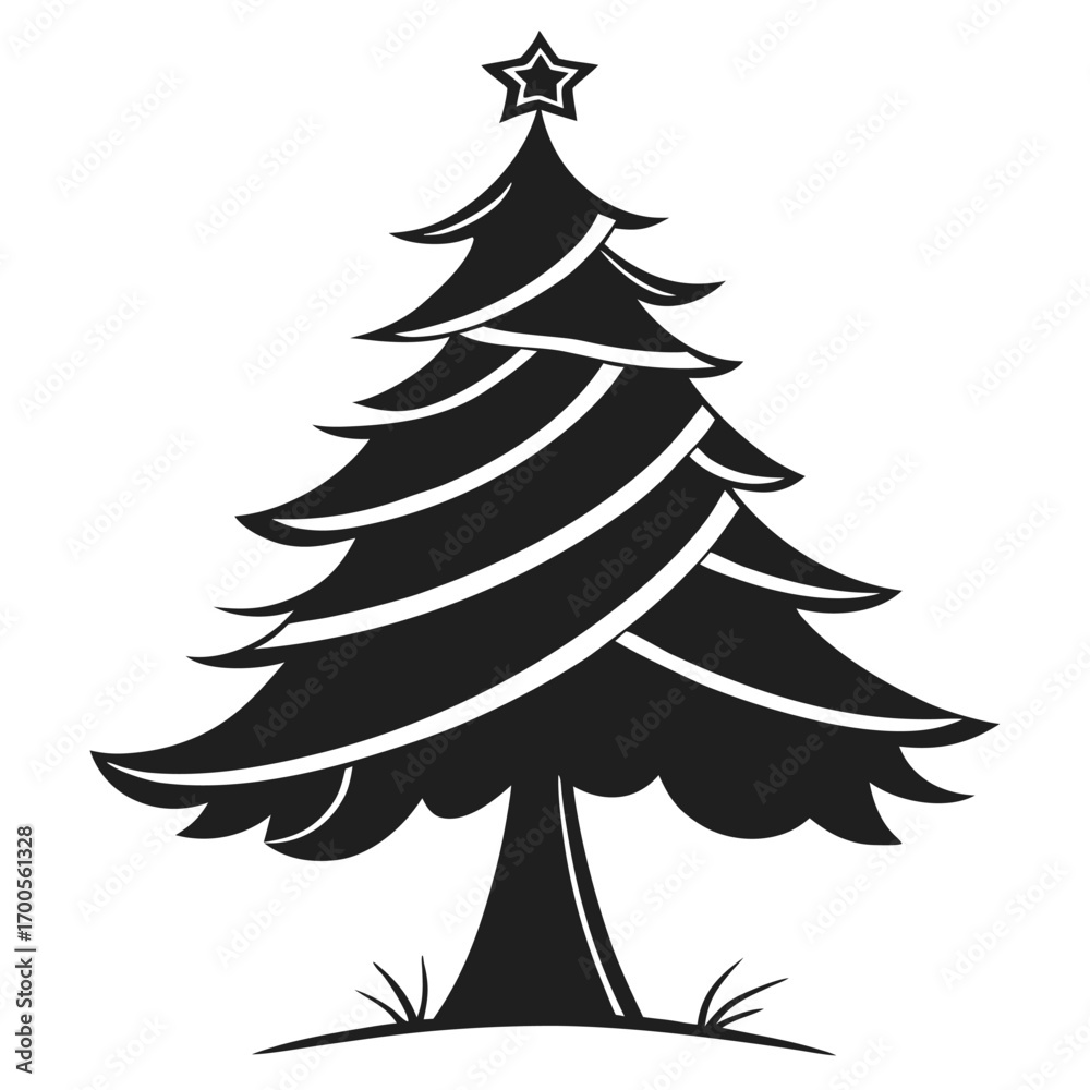 Fototapeta premium Stylized Christmas Tree with Star Vector Illustration