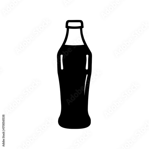 Black and white illustration of a classic soda bottle silhouette design