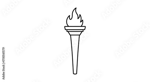 Minimalist outline of a classic torch design for iconography and branding