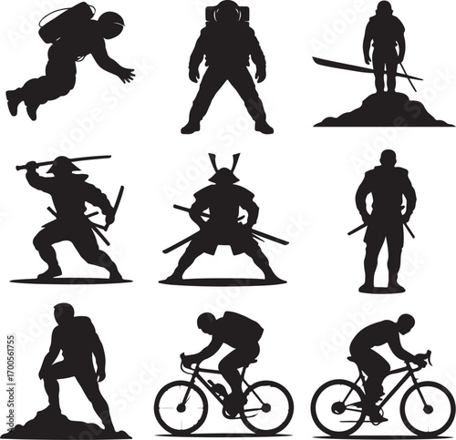 Collection of Human Silhouettes – Sports, Dance, Village Life and Daily Activities Vector Set

Silhouette Vector Bundle of People in Action – Farming, Fitness, Cycling, Yoga, Music and Lifestyle Poses