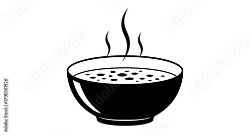 Silhouette of a hot steaming bowl of soup with rising steam