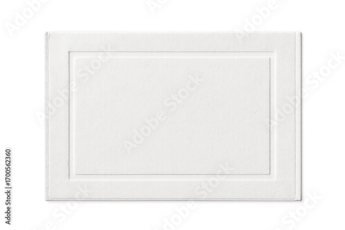 White embossed blank paper card with border on transparent background