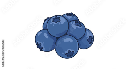 Fresh blueberry cluster with realistic detailing on white background
