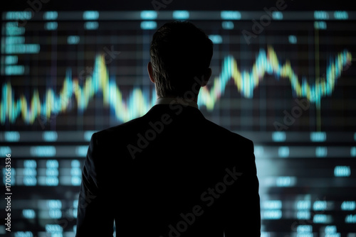 Wallpaper Mural Businessman analyzing financial market data on digital screen, evaluating trading charts and business growth Torontodigital.ca