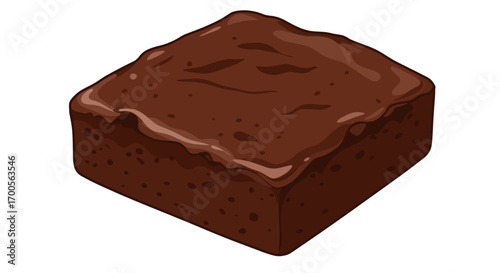 Realistic chocolate brownie with rich texture and crispy edges