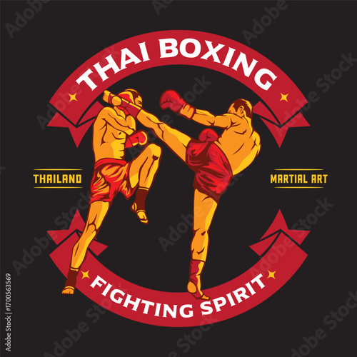 Thai Boxing martial art illustration, perfect for t shirt design