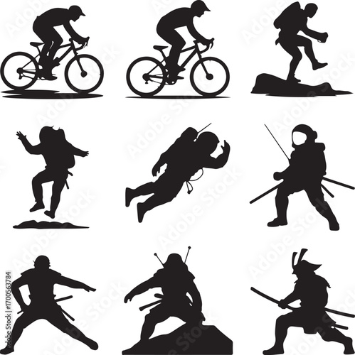 Collection of Human Silhouettes – Sports, Dance, Village Life and Daily Activities Vector Set

Silhouette Vector Bundle of People in Action – Farming, Fitness, Cycling, Yoga, Music and Lifestyle Poses
