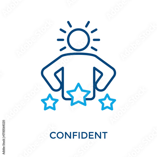 Confident Icon Outline Color Style. Vector Illustration For Graphic Design