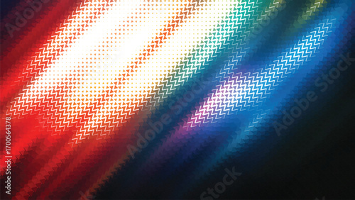 Abstract vector background with vibrant rainbow gradient diagonal light streaks in red blue green and yellow tones blended with geometric texture perfect for posters websites branding advertising and 