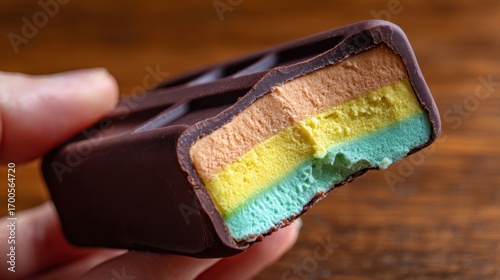 Wallpaper Mural Colorful Chocolate Dipped Ice Cream Bar with Rainbow Swirls in Bite Size Torontodigital.ca