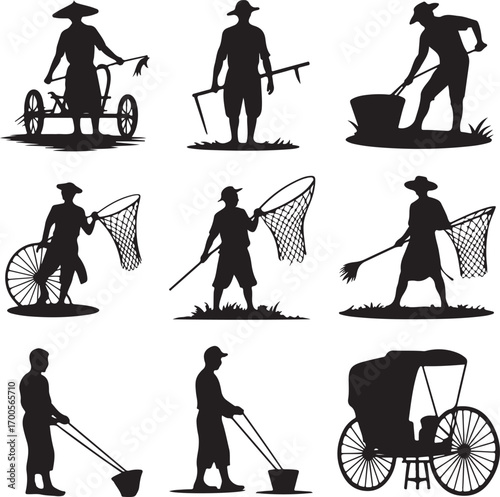 Collection of Human Silhouettes – Sports, Dance, Village Life and Daily Activities Vector Set

Silhouette Vector Bundle of People in Action – Farming, Fitness, Cycling, Yoga, Music and Lifestyle Poses