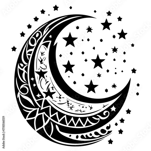 Moon star ramadan arabic islamic illustration sketch hand draw