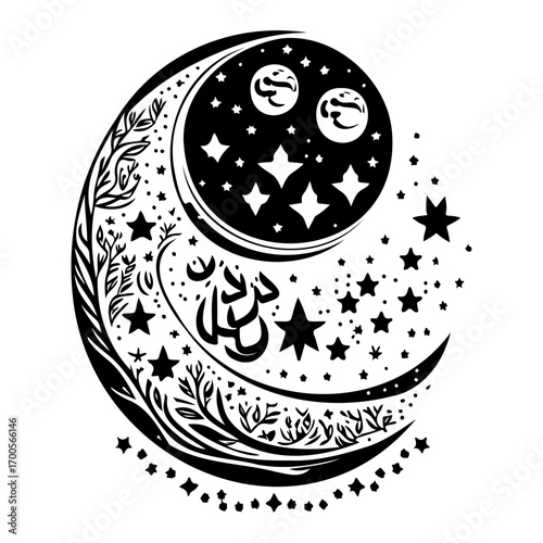 Moon star ramadan arabic islamic illustration sketch draw