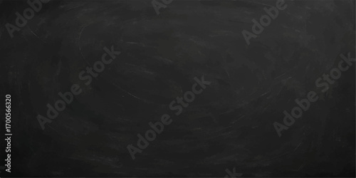 Blank black textured grunge chalkboard surface with a gray fog and smoke alpha channel background for a vintage design backdrop