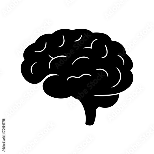 Stylized Black and White Brain Icon for Medical or Educational Purposes