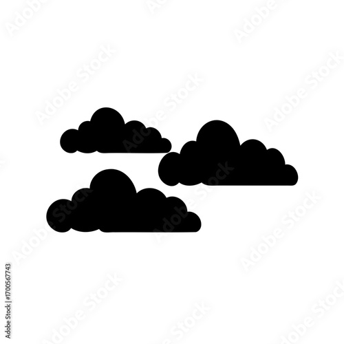Silhouette of fluffy cumulus clouds drifting peacefully across a clear white sky