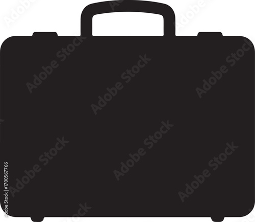 Briefcase Flat Black Silhouette Icon
