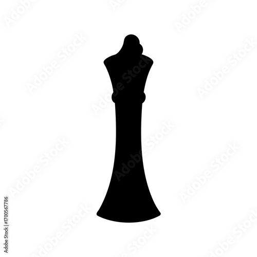 Elegant silhouette of a chess queen piece against a white backdrop