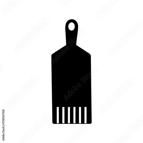 Silhouette of a black afro pick or hair comb with handle