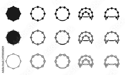 tambourine icon set vector illustration isolated on white background.