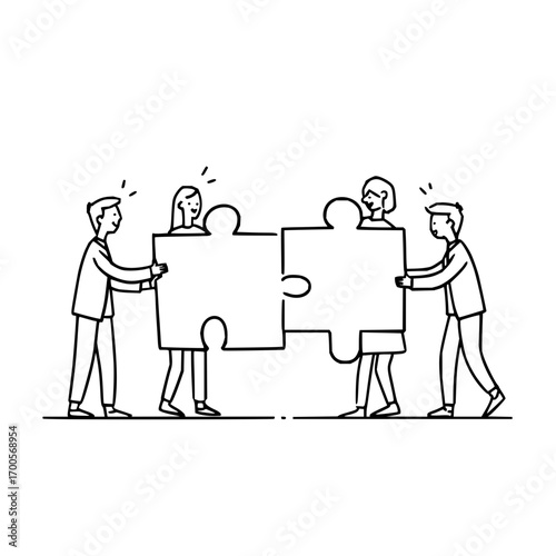 Teamwork puzzle collaboration business strategy solution concept success together partnership cooperation people connect
