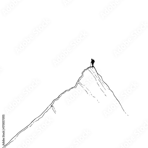 Mountain climber silhouette vector art reaching peak achievement hiking adventure outdoors landscape illustration