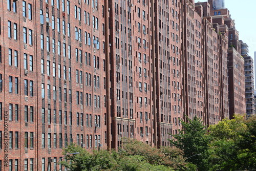 Many windows in the Building called London Terrace Gardens in New York Manhattan