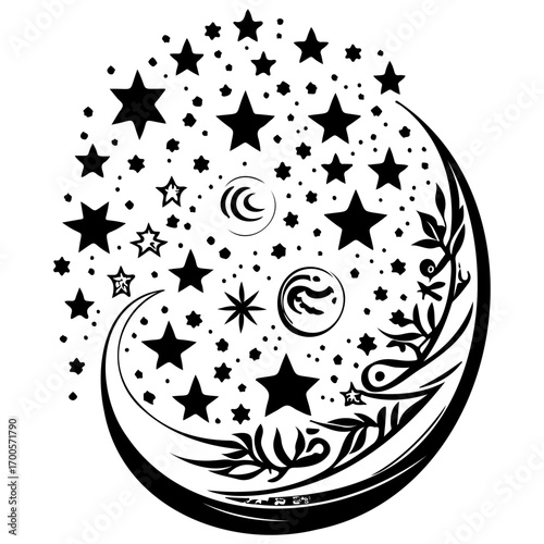 Moon star ramadan arabic islamic illustration sketch hand draw
