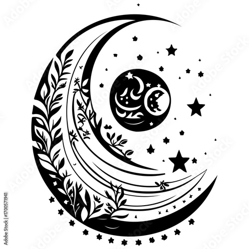 Moon star ramadan arabic islamic illustration sketch draw