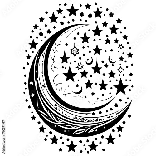Moon star ramadan arabic islamic illustration sketch draw
