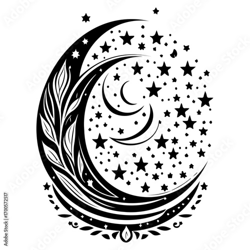 Moon star ramadan arabic islamic illustration sketch hand draw