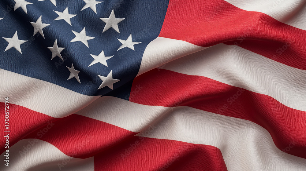 Fototapeta premium American flag waving with stars and stripes in vibrant colors 