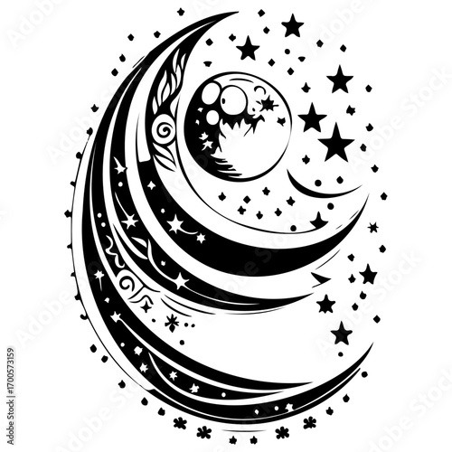 Moon star ramadan arabic islamic illustration sketch hand draw