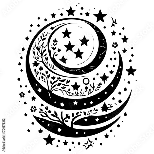 Moon star ramadan arabic islamic illustration sketch draw