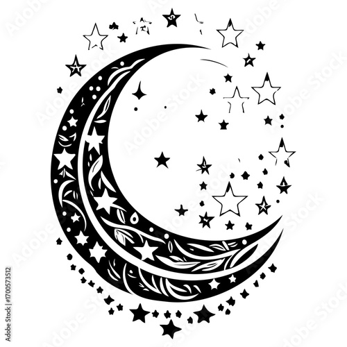 Moon star ramadan arabic islamic illustration sketch hand draw