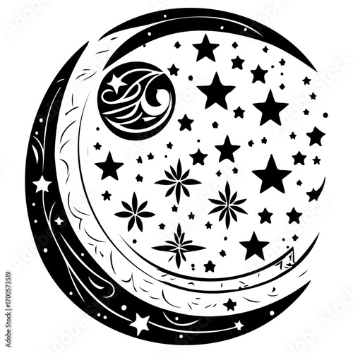 Moon star ramadan arabic islamic illustration sketch draw