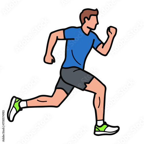 Dynamic illustration of a man running, representing an active lifestyle and fitness. Vector icon for exercise, marathon training, or workout concepts