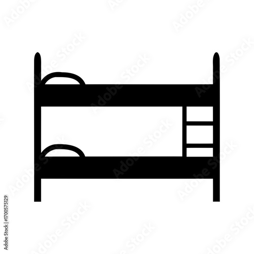 Simple black and white bunk bed design suitable for hostel logo