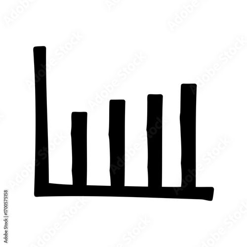 Hand drawn minimalist bar graph showing positive trending data in black