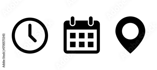 Time, Date and Location icons