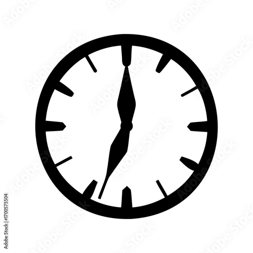 Clock silhouette illustrating the time of seven o'clock, showing hours and minutes