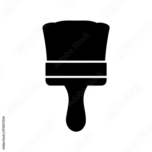 A solid black paintbrush tool, painting equipment for walls, canvas, or furniture