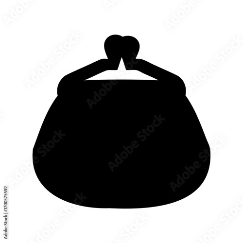 Isolated black coin purse silhouette on white background great for finances